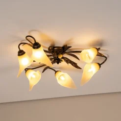 ONLI Alga taklampe, 6 lyskilder, jern, glass, florentinsk Clearance