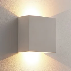 Lindby Anneke - firkantet LED-vegglampe i gips| Design- Og Hotellbelysning|Led-Innendørs
