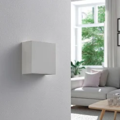 Lindby Anneke - firkantet LED-vegglampe i gips| Design- Og Hotellbelysning|Led-Innendørs