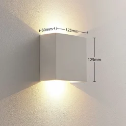 Lindby Anneke - firkantet LED-vegglampe i gips| Design- Og Hotellbelysning|Led-Innendørs