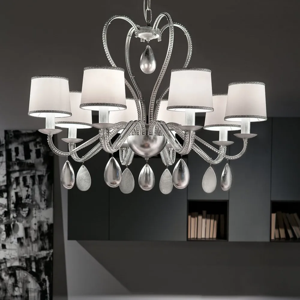 Masiero Anouk lysekrone 8 lyskilder sølv| Lysekroner