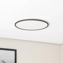 TK Lighting Aqua LED-panel, Ø 50 cm, svart, metall/plast, CCT dimbar| Butikkbelysning|Led-Innendørs