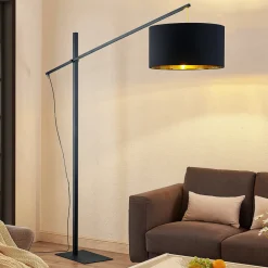 Arcchio buelampe Mossa, 200 cm, svart-gull, tekstil Sale