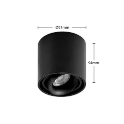 Arcchio downlight Walza, svart, metall, Ø 9,3 cm, GU10| Spotter I Tak|Taklamper