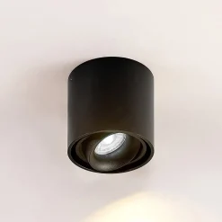 Arcchio downlight Walza, svart, metall, Ø 9,3 cm, GU10| Spotter I Tak|Taklamper