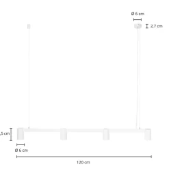 Arcchio hengelampe Brinja, hvit, 120 cm lang, 4 lyskilder, GU10 New