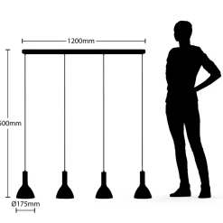 Arcchio hengelampe Cosmina, 4 lyskilder, lengde 120 cm, svart Discount