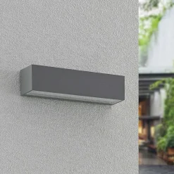 Arcchio LED utendørs vegglampe Lengo, CCT, 25 cm, 1-lys, grå| Kommersiell Utebelysning|Led-Utendørs