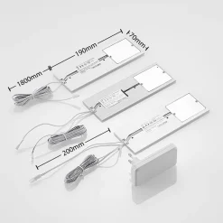 Arcchio LED-benkbelysning Nortra, sett med 3 stk, grå, aluminium Discount