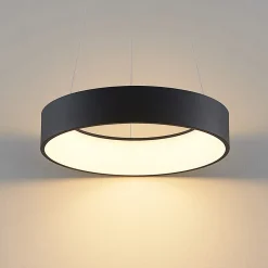 Arcchio LED-hengelampe Aleksi, Ø 45 cm, svart, metall, CCT Outlet