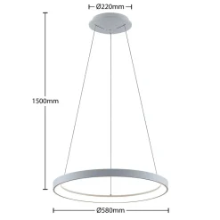 Arcchio LED-hengelampe Vivy, Ø 58 cm, hvit, metall| Butikkbelysning|Led-Innendørs