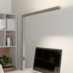 Arcchio LED-klemmelampe Jolinda, sølv, metall, dimbar| Kontorbelysning|Led-Innendørs