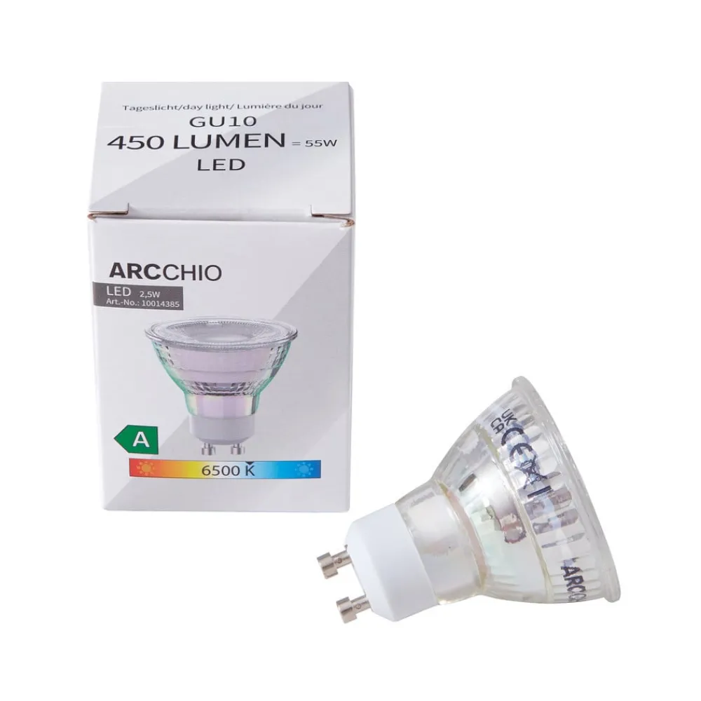 Arcchio LED-pære GU10 2,5W 6500K 450lm glass sett med 5 stk| Gu10 Pærer|Led-Pærer
