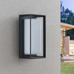 Arcchio LED-vegglampe Ismera, antrasitt/opal, IP65, glass| Kommersiell Utebelysning|Led-Utendørs