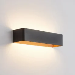 Arcchio LED-vegglampe Karam, 37 cm, svart, metall, opp/ned| Design- Og Hotellbelysning|Led-Innendørs