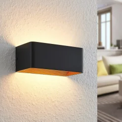 Arcchio LED-vegglampe Karam, 20 cm, svart, metall, opp/ned| Design- Og Hotellbelysning|Led-Innendørs
