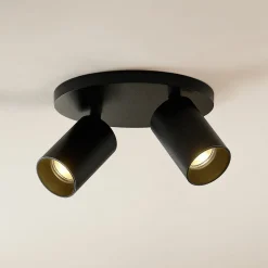 Arcchio spotlight Brinja, svart, rund, Ø 6 cm, 2 lyskilder, GU10 Online