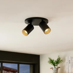 Arcchio spotlight Brinja, svart, rund, Ø 6 cm, 2 lyskilder, GU10 Online