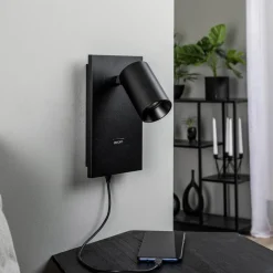 Arcchio spotlight Brinja, svart, metall, USB-C, bryter| Butikkbelysning|Design- Og Hotellbelysning