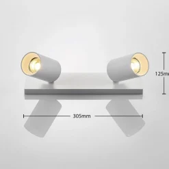 Arcchio spotlight Brinja, hvit, kantet, Ø 6 cm, 2 lyskilder, GU10| Butikkbelysning|Design- Og Hotellbelysning