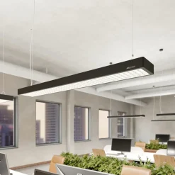 Arcchio Susi LED-hengelampe til kontor, svart, 120 cm, 4000K, DALI Best