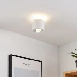 Arcchio taklampe Walisa, Ø 10 cm, hvit, metall, GU10| Butikkbelysning|Spotter I Tak