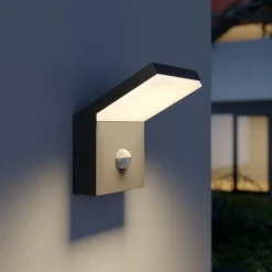 Arcchio utendørs LED-vegglampe Yolena, sensor, antrasitt, aluminium| Kommersiell Utebelysning|Vegglamper Med Sensor