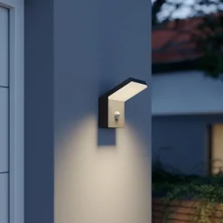 Arcchio utendørs LED-vegglampe Yolena, sensor, antrasitt, aluminium| Kommersiell Utebelysning|Vegglamper Med Sensor