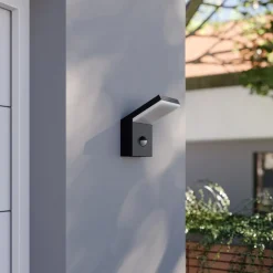 Arcchio utendørs LED-vegglampe Yolena, sensor, antrasitt, aluminium| Kommersiell Utebelysning|Vegglamper Med Sensor