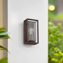 Arcchio utendørs vegglampe Ismera, rustfarget, IP65, glass, E27 Discount