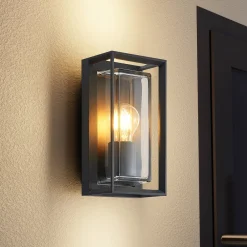 Arcchio utendørs vegglampe Ismera, antrasitt/klar, IP65, glass| Terrassebelysning|Vegglamper Utendørs