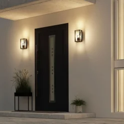 Arcchio utendørs vegglampe Ismera, antrasitt/klar, IP65, glass| Terrassebelysning|Vegglamper Utendørs