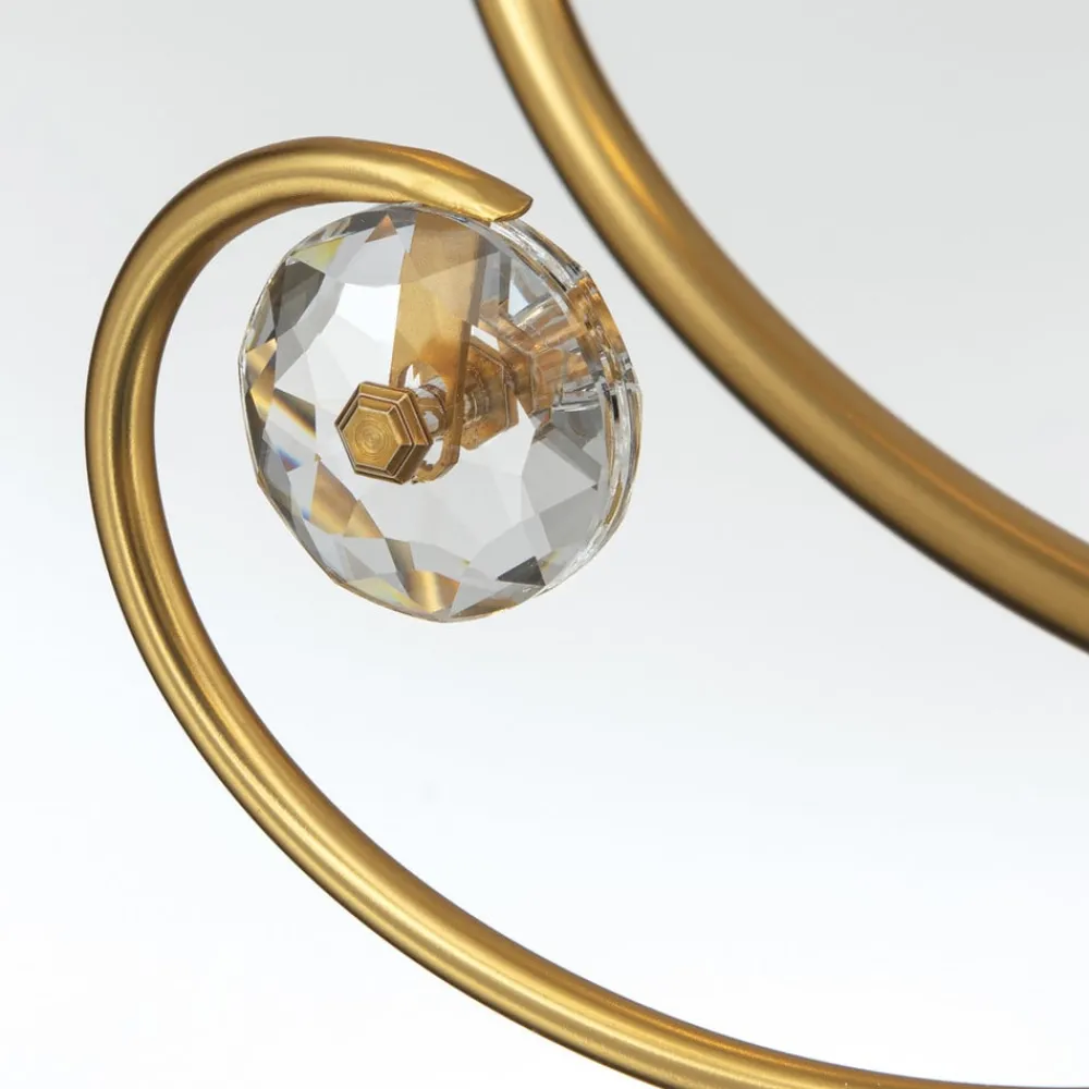 ORION Ariane lysekrone, gullfarget, Ø 67,5 cm, krystall, 5 lyskilder.| Lysekroner