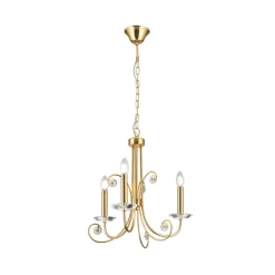 ORION Ariane lysekrone, gullfarget, Ø 50 cm, krystall, 3 lyskilder.