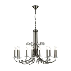 ORION Ariane lysekrone, nikkel, Ø 92 cm, krystall, 10 lyskilder. Outlet