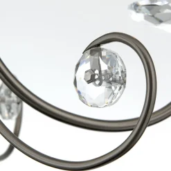 ORION Ariane lysekrone, nikkelfarget, Ø 50 cm, krystall, 3 lyskilder. Hot