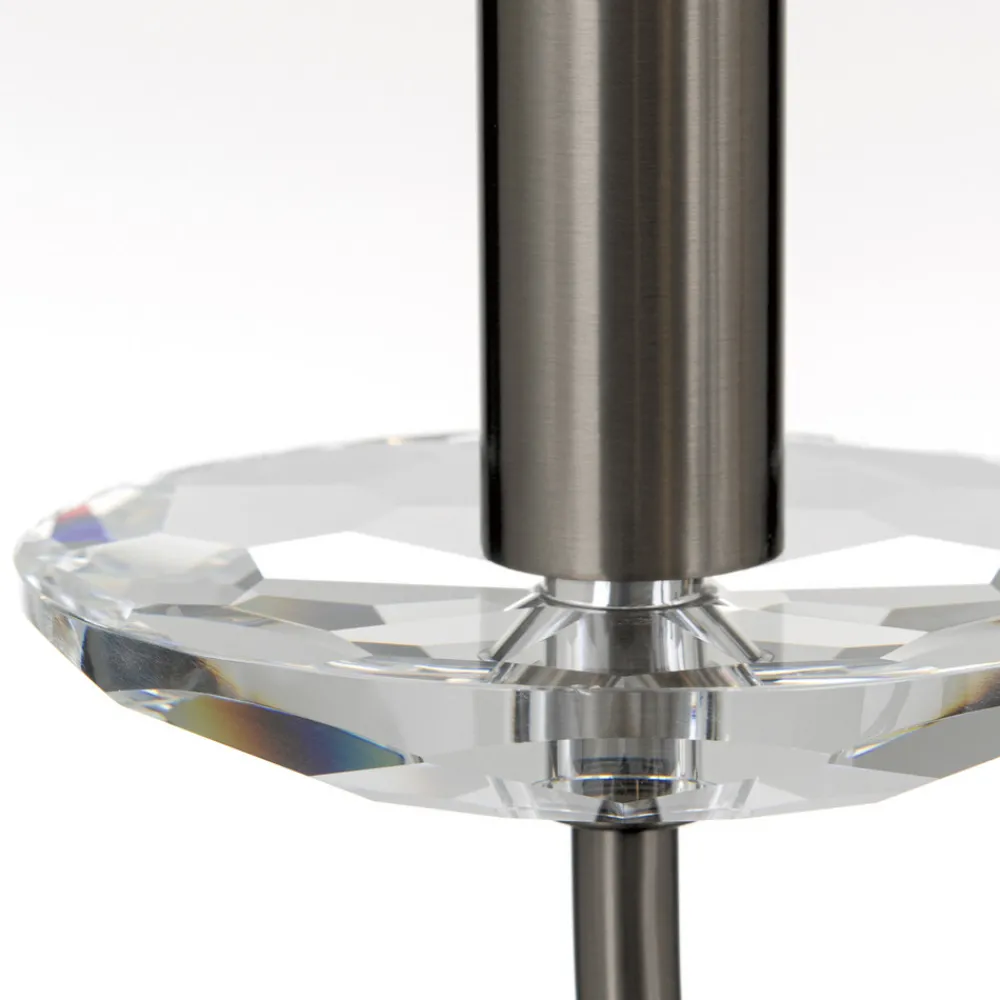 ORION Ariane lysekrone, nikkelfarget, Ø 50 cm, krystall, 3 lyskilder. Hot