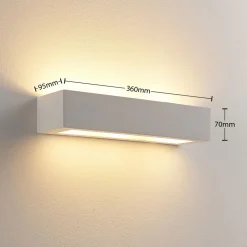 Lindby Arya vegglampe, opp/ned, hvit, gips, G9, 2 lyskilder, lakkerbar New