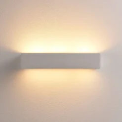 Lindby Arya vegglampe, opp/ned, hvit, gips, G9, 2 lyskilder, lakkerbar New