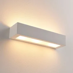 Lindby Arya vegglampe, opp/ned, hvit, gips, G9, 2 lyskilder, lakkerbar New