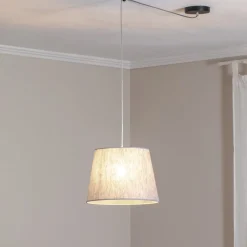 EMIBIG LIGHTING Ascot pendellampe, Ø 38 cm, grå, stoff, desentralisert| Pendellamper