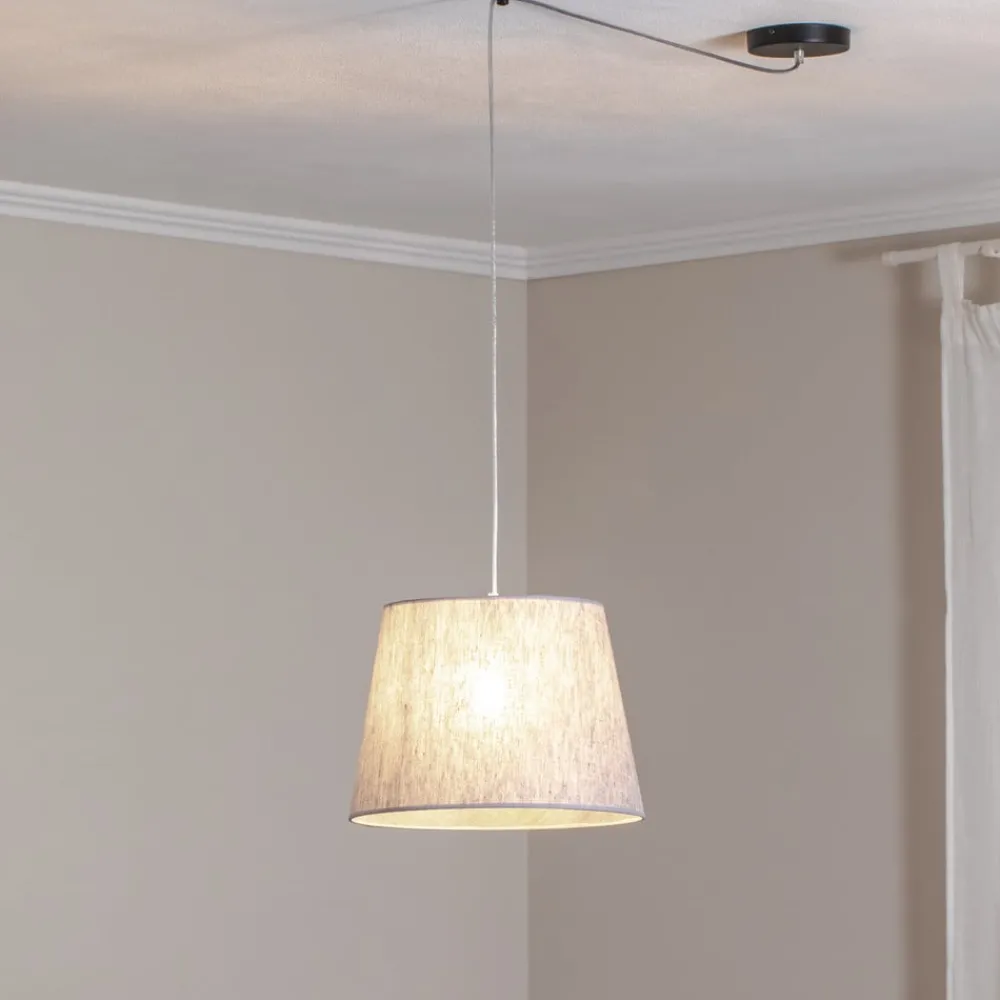 EMIBIG LIGHTING Ascot pendellampe, Ø 38 cm, grå, stoff, desentralisert| Pendellamper