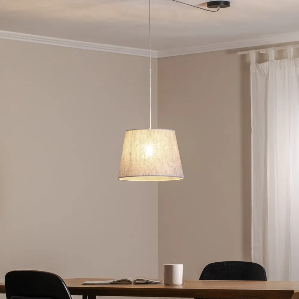 EMIBIG LIGHTING Ascot pendellampe, Ø 38 cm, grå, stoff, desentralisert| Pendellamper