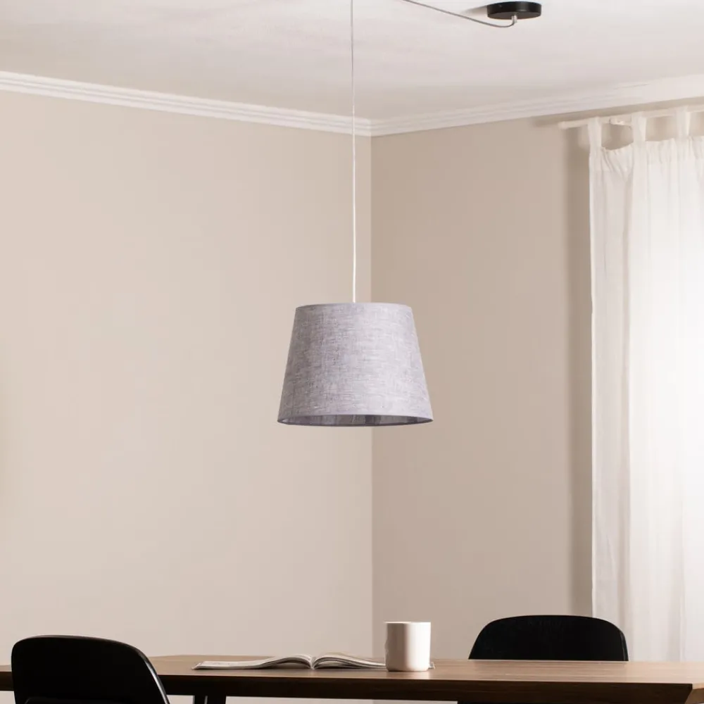 EMIBIG LIGHTING Ascot pendellampe, Ø 38 cm, grå, stoff, desentralisert| Pendellamper