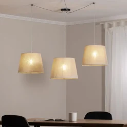 EMIBIG LIGHTING Ascot pendellampe, beige, stoff, 3 lyskilder, desentralisert New
