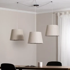 EMIBIG LIGHTING Ascot pendellampe, beige, stoff, 3 lyskilder, desentralisert New