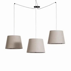 EMIBIG LIGHTING Ascot pendellampe, beige, stoff, 3 lyskilder, desentralisert New