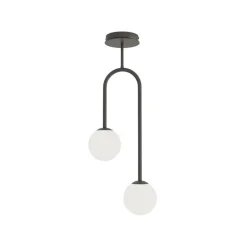 EMIBIG LIGHTING Atria taklampe, opal/svart, høyde 76 cm, metall, 2 lyskilder.| Taklamper