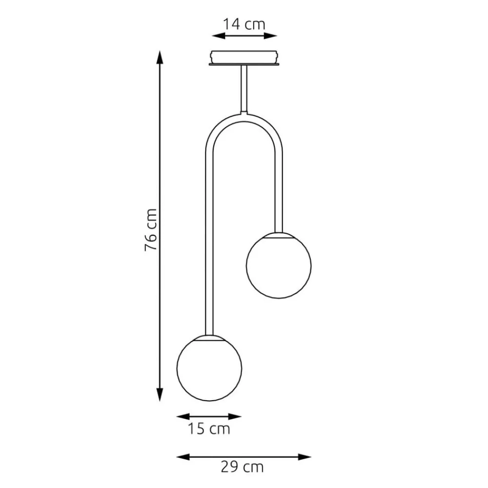 EMIBIG LIGHTING Atria taklampe, opal/svart, høyde 76 cm, metall, 2 lyskilder.| Taklamper