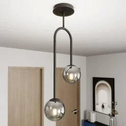 EMIBIG LIGHTING Atria taklampe, røykgrå/svart, høyde 76 cm, 2 lyskilder.| Taklamper